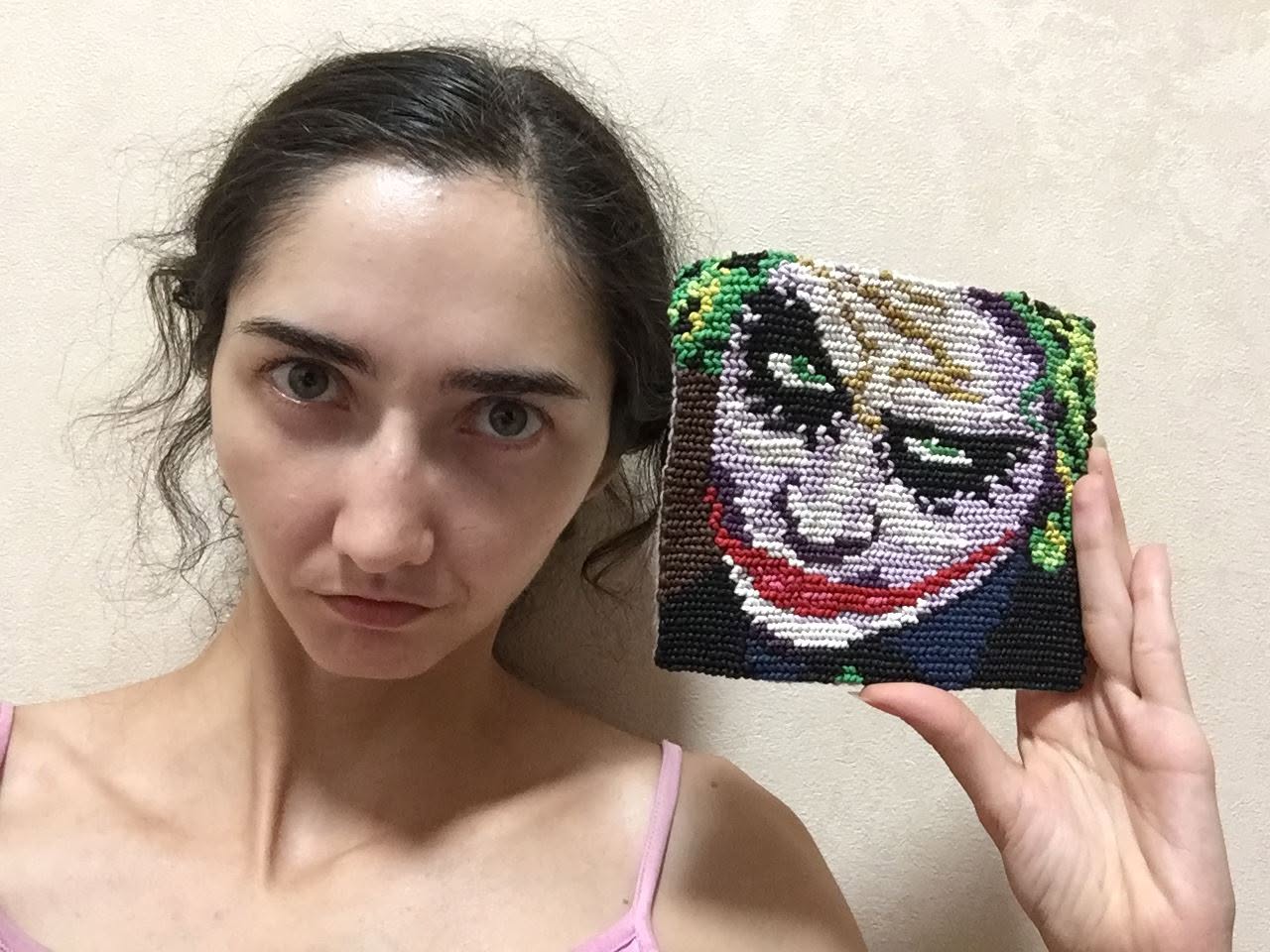 Joker pixel pattern I made in CraftDesignOnline editor based on a pixel art image found on the web