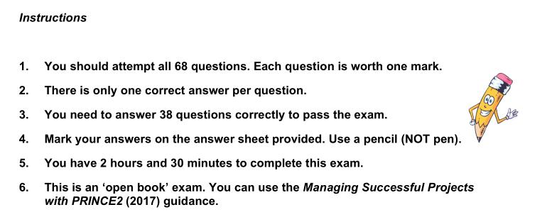 Instructions for taking the Prince2 exam