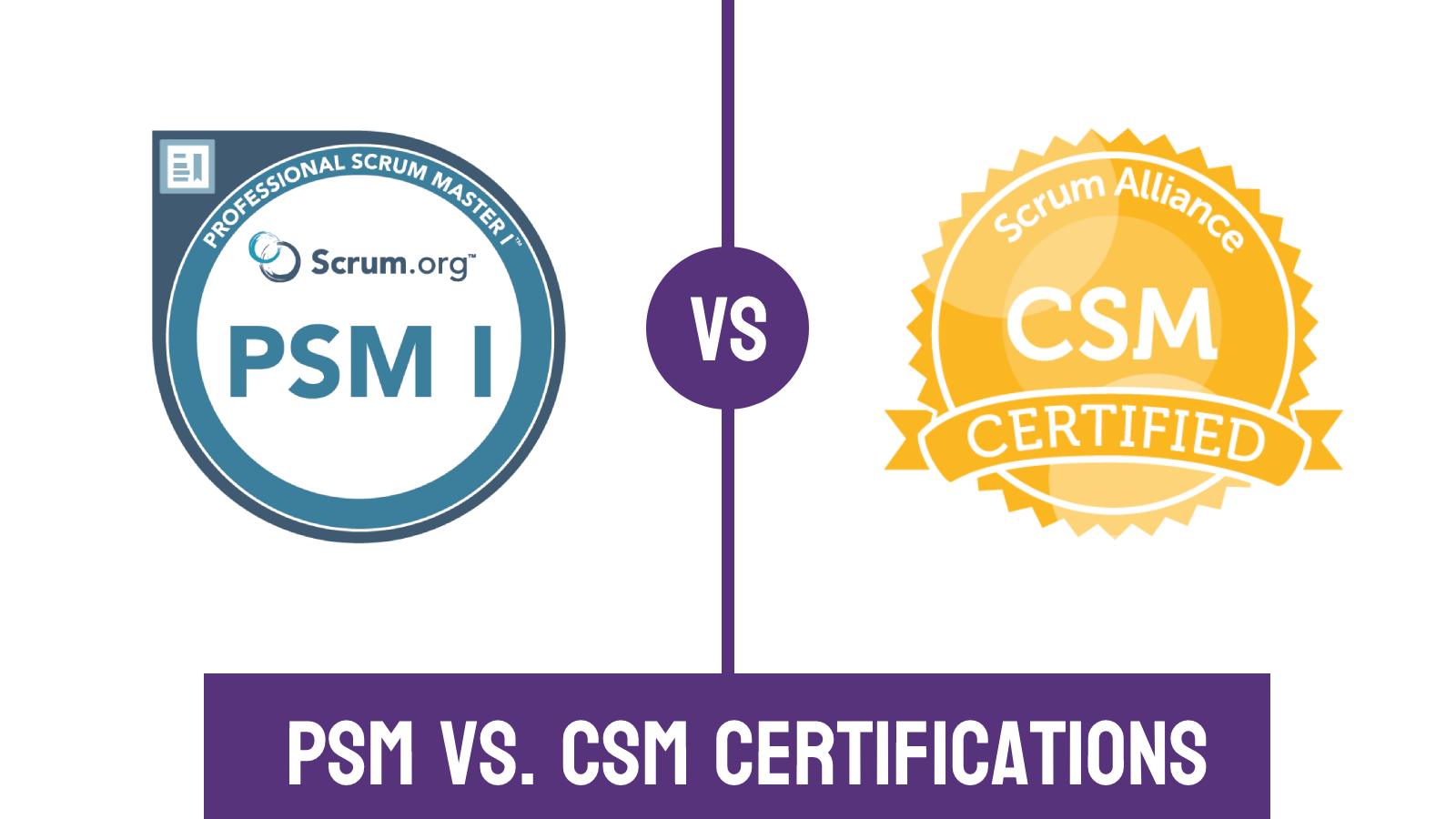PSM and CSM logos in a comparison article about picking a Scrum certification