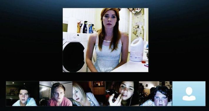 A more realistic image of a study group in Zoom. Capture from the movie Unfriended